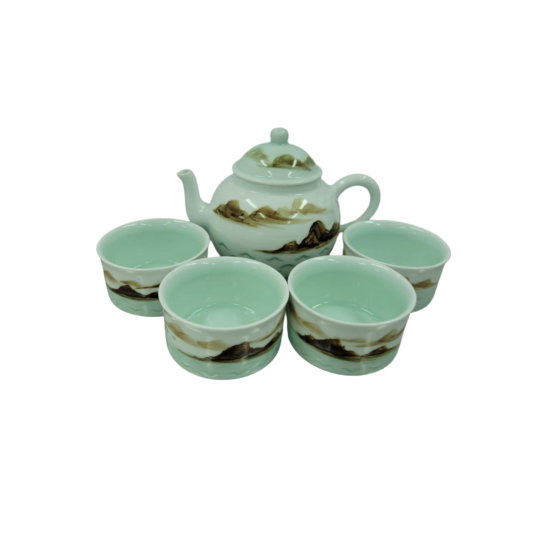 山水茶具套裝 (一壺四杯)