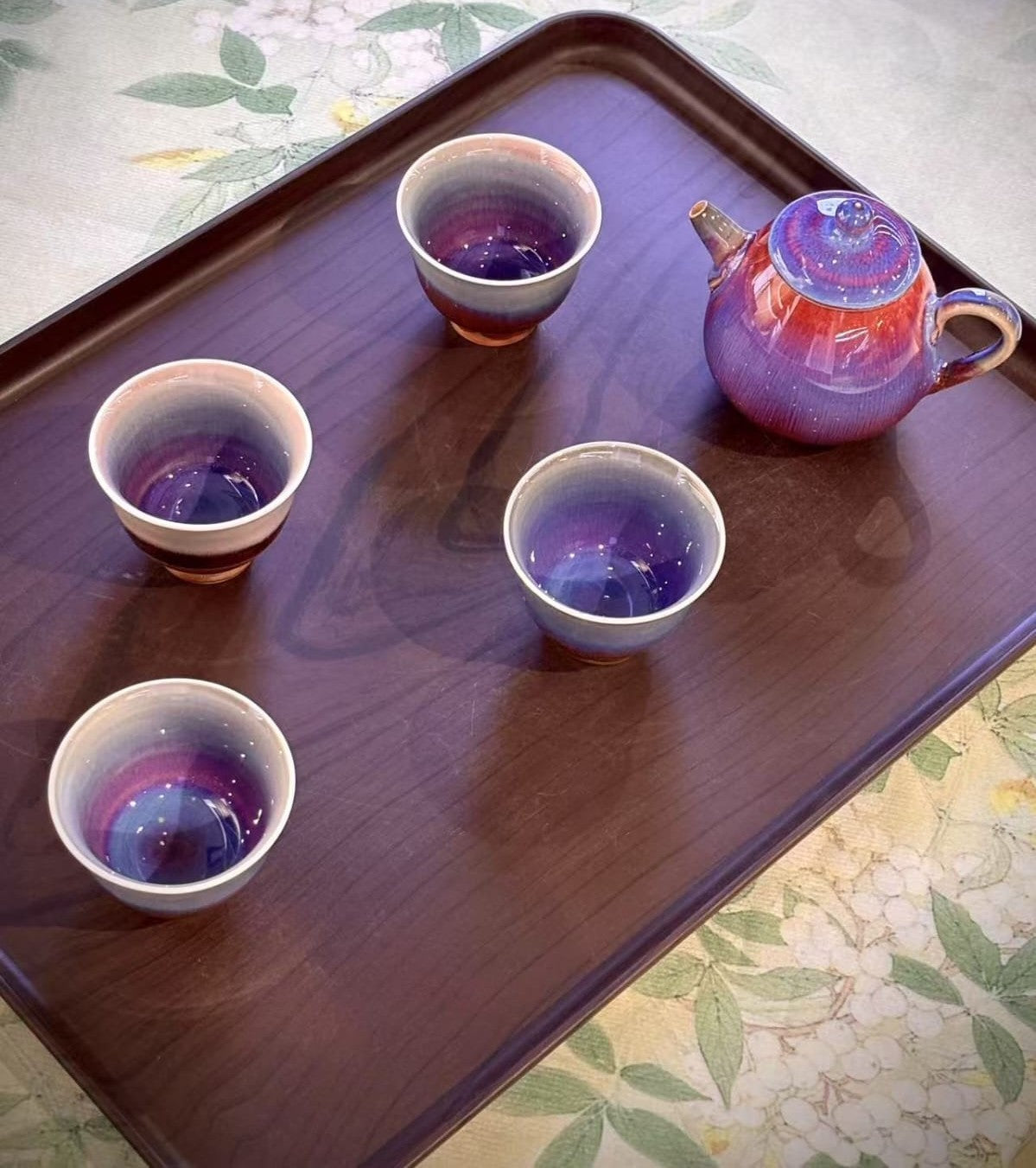 星海藍窯變釉茶具套裝 (一壺四杯)