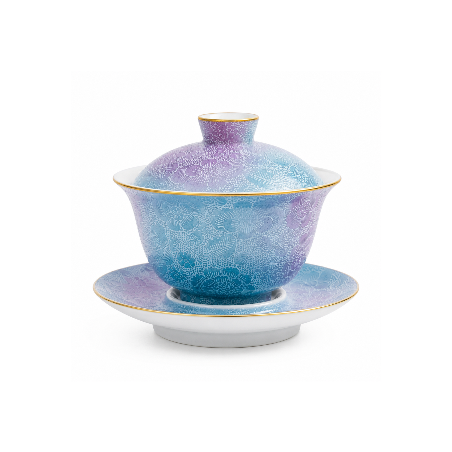 Smoky Violet & Verdant Shadow Pahua Covered Bowl