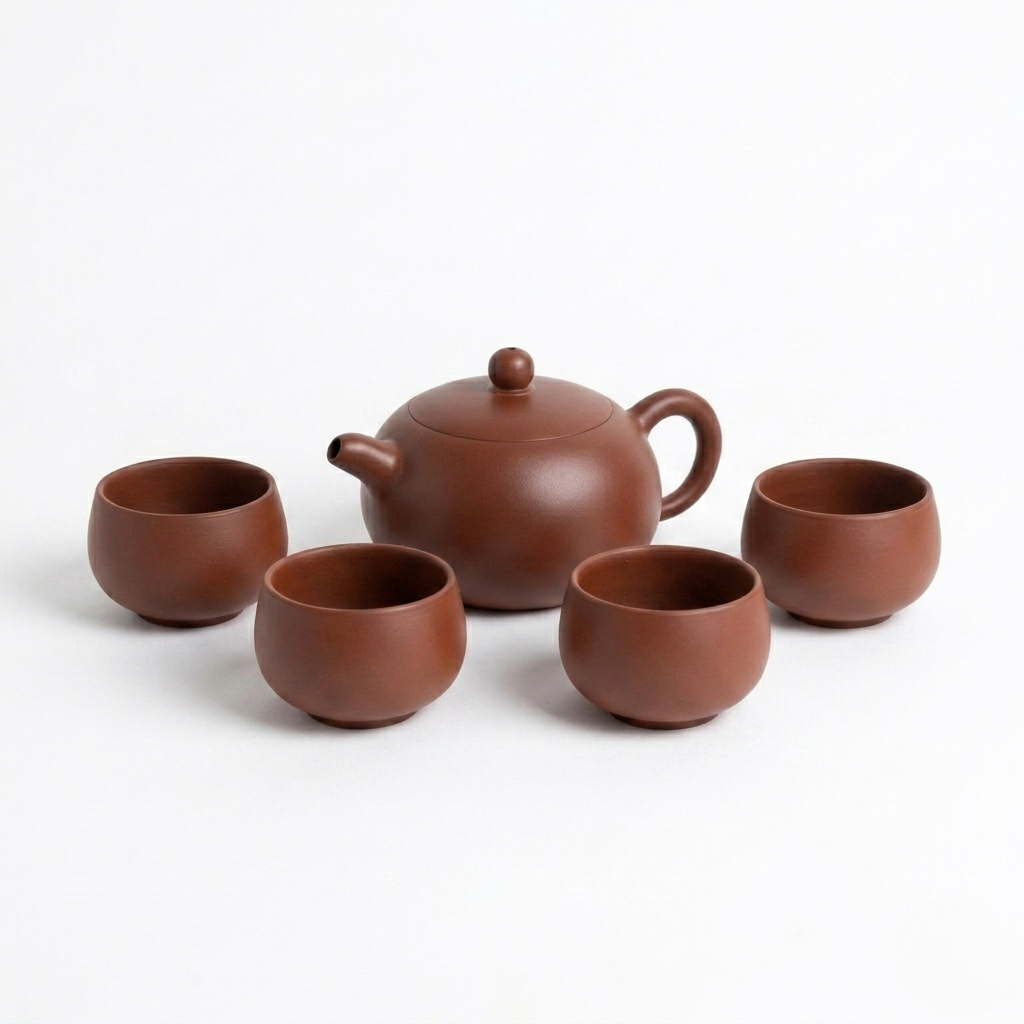 天圓紫砂茶具套裝 (一壺四杯)