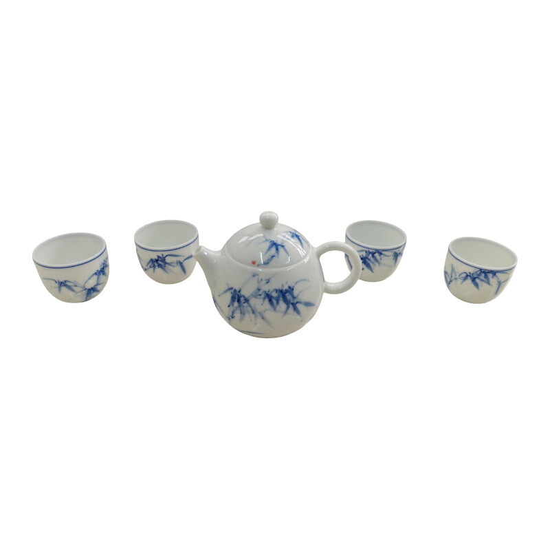 青花竹韻茶具套裝 (一壺四杯)