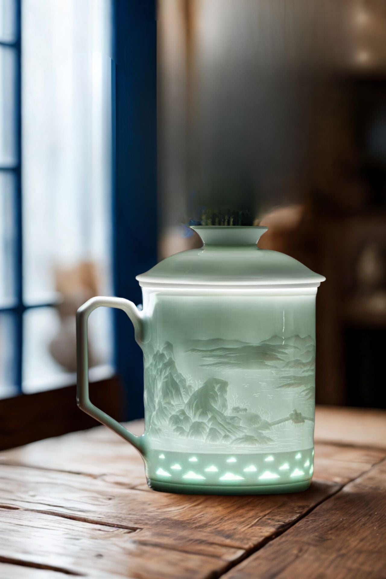 錦綉紅山茶隔杯