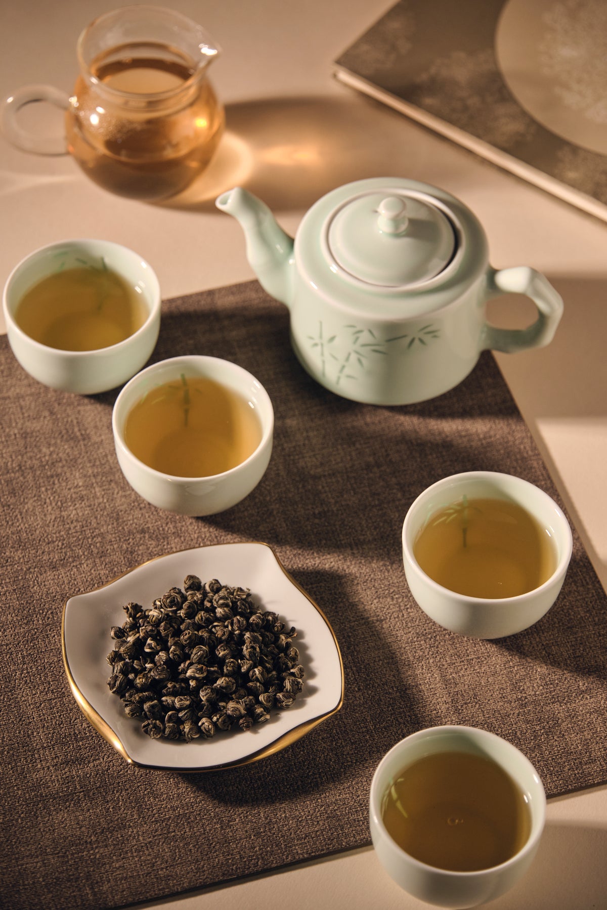 竹子茶具套裝 (一壺四杯)
