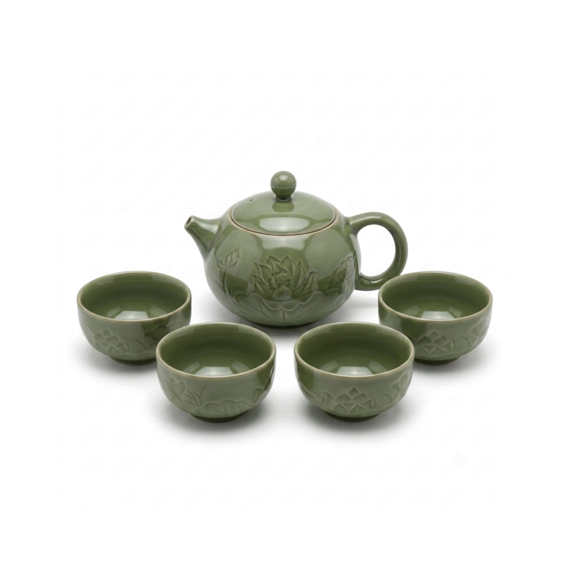 荷塘月色 (一壺四杯)(黃釉)