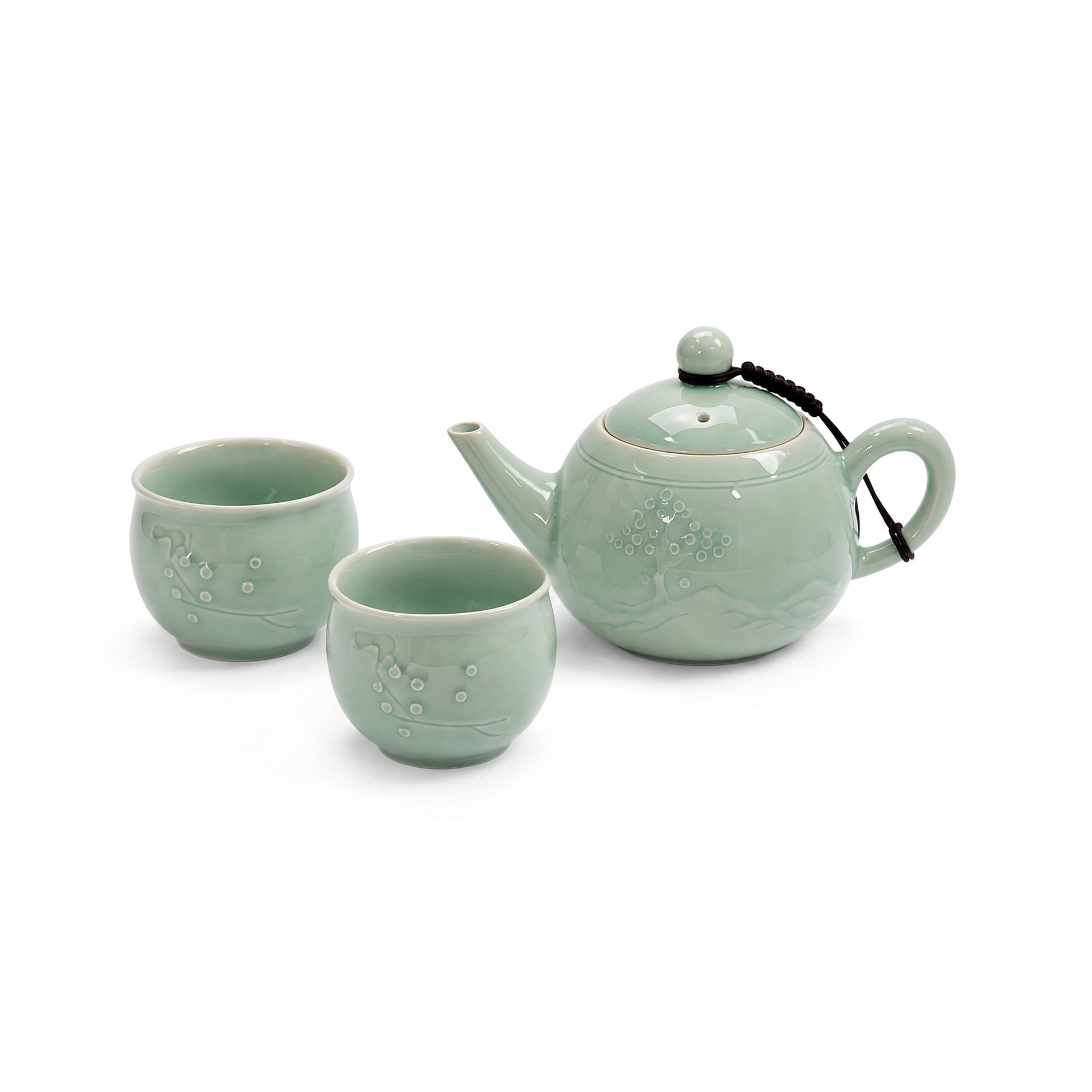 Yinian Teaware Set (Teapot with Pair of Tea Cups) (Powder-Blue Glaze)