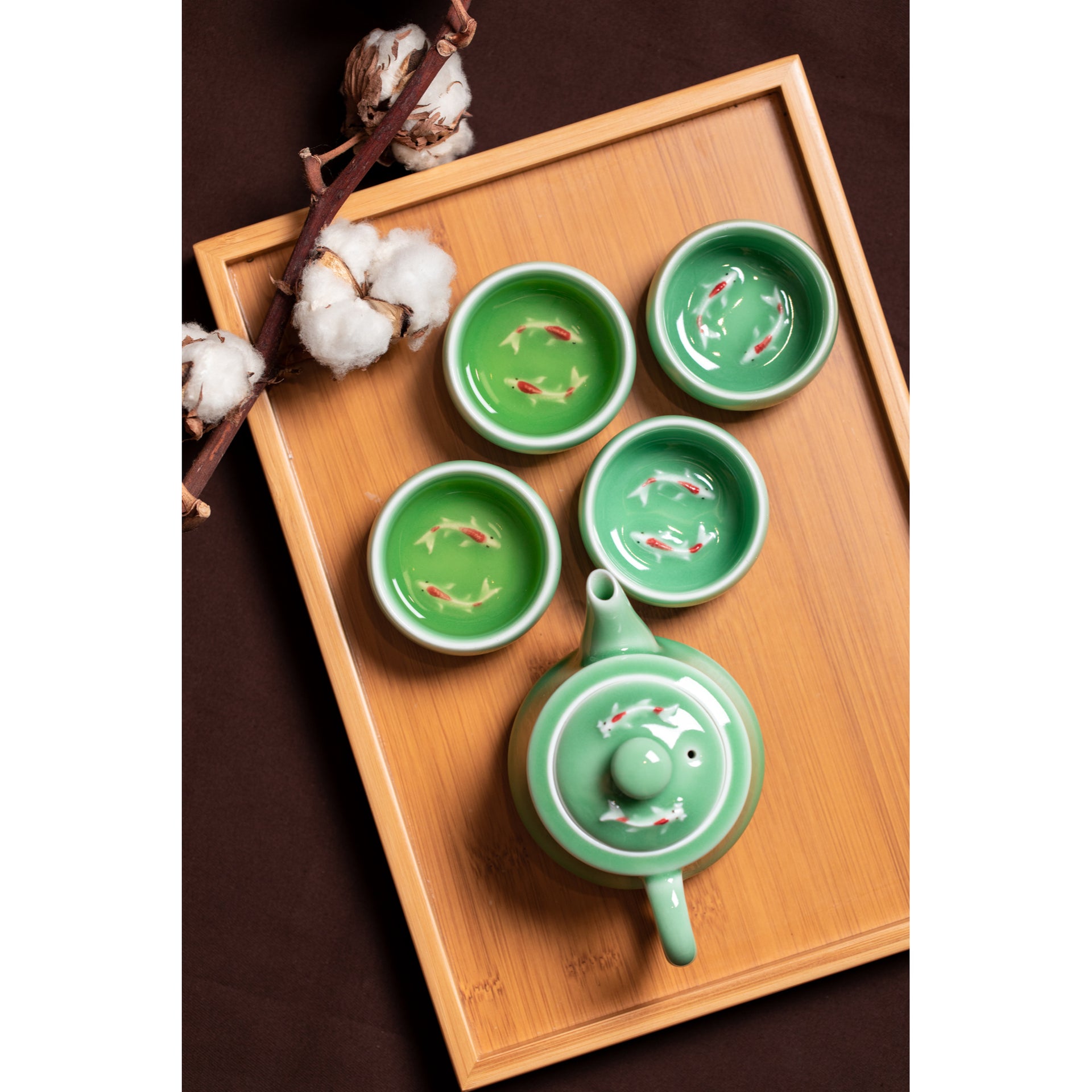 青瓷思念魚茶具套裝